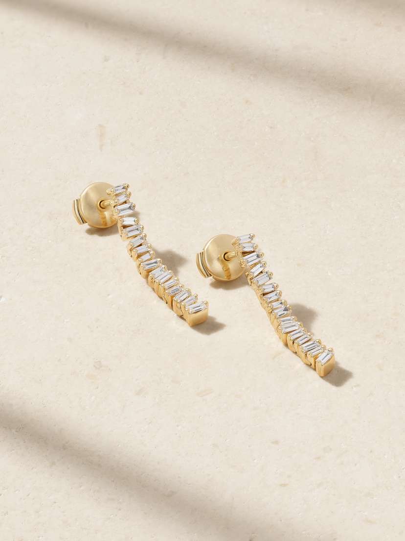 Suzanne Kalan 18-karat Gold Diamond Earrings