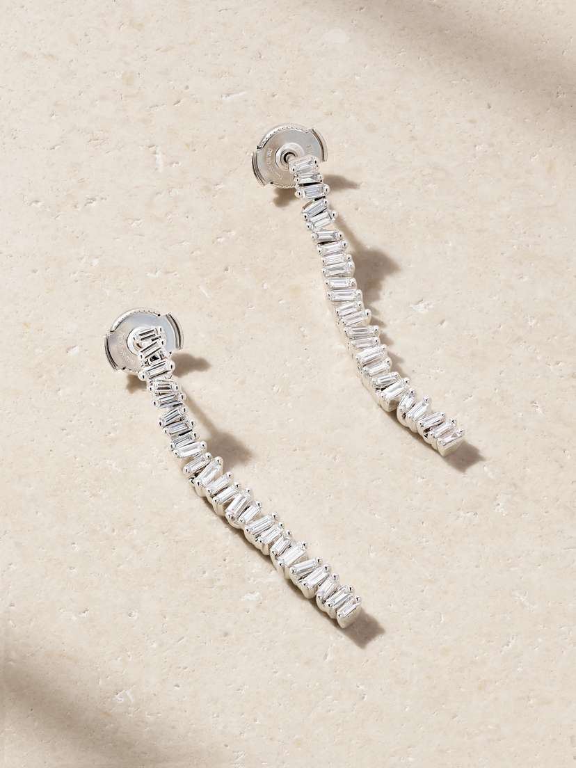 Suzanne Kalan 18-karat White Gold Diamond Earrings