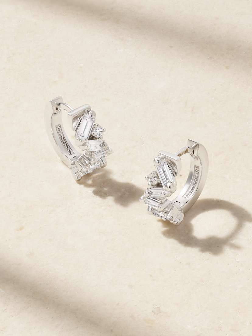 Suzanne Kalan Frenzy 18-karat White Gold Diamond Hoop Earrings