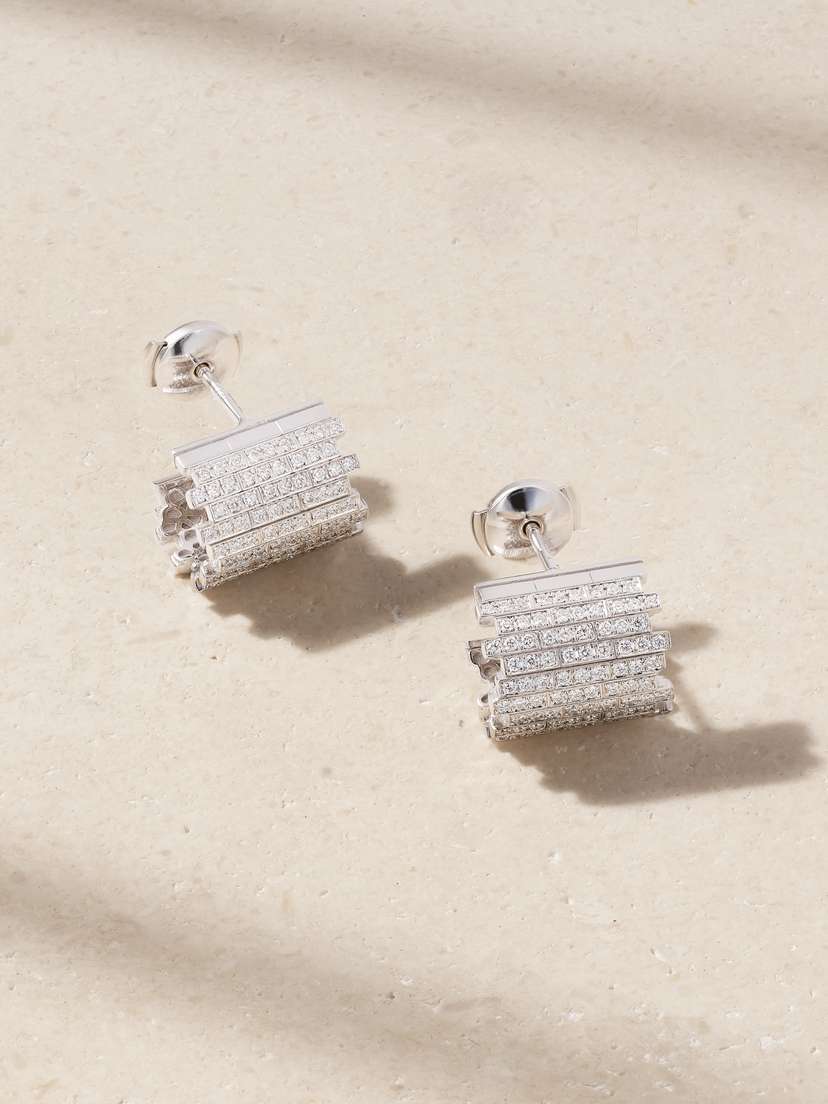 Suzanne Kalan 18-karat White Gold Diamond Earrings
