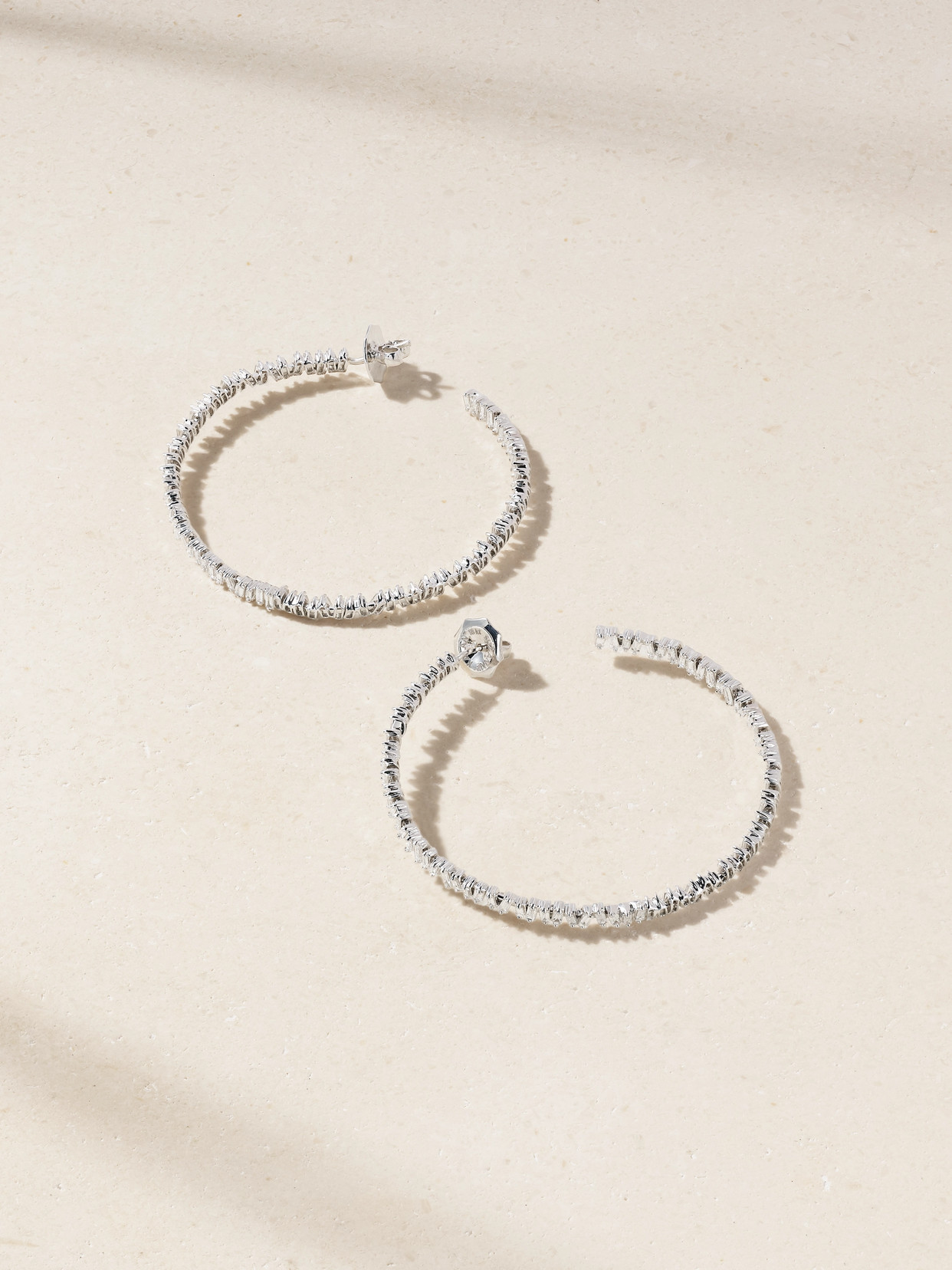 Suzanne Kalan 18-karat White Gold Diamond Hoop Earrings In Metallic