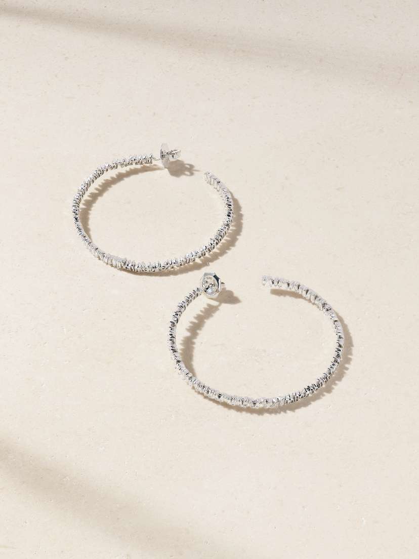 Suzanne Kalan 18-karat White Gold Diamond Hoop Earrings