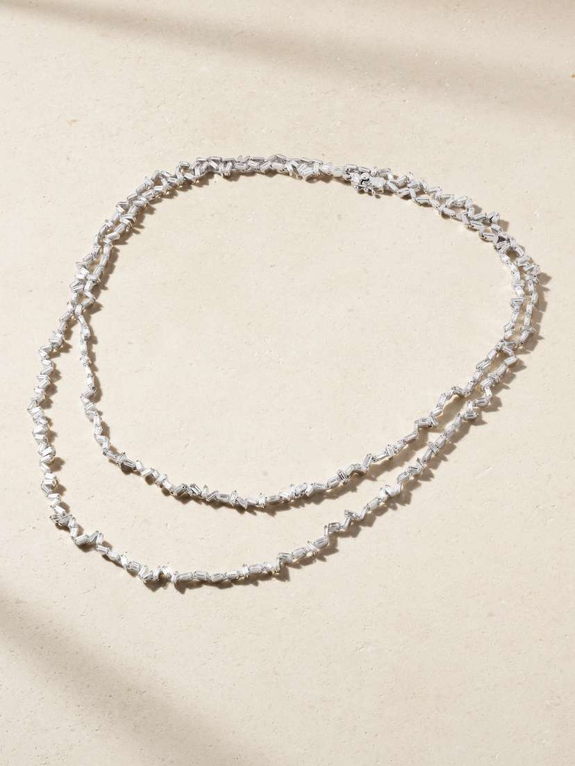 Suzanne Kalan 18-karat White Gold Diamond Necklace