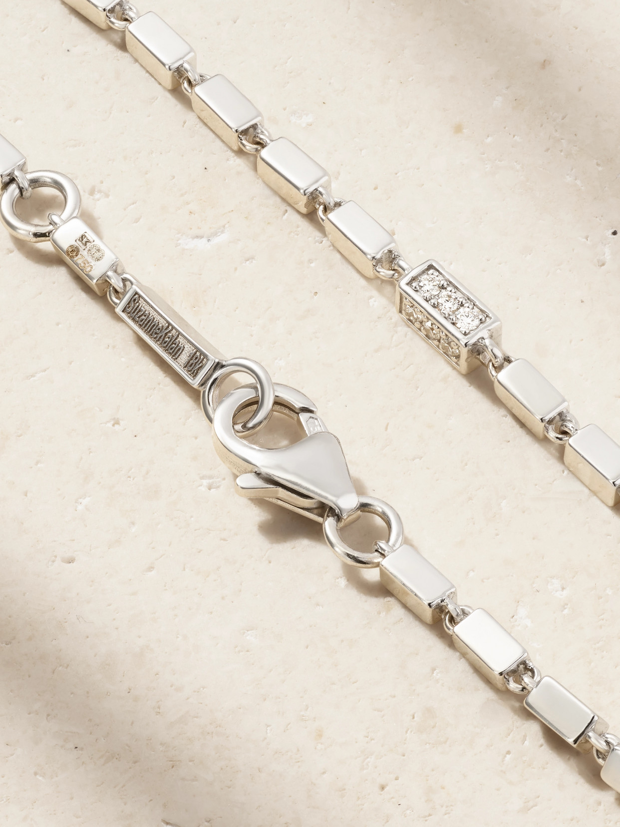 Suzanne Kalan Block Chain 18-karat White Gold Diamond Bracelet In Silver