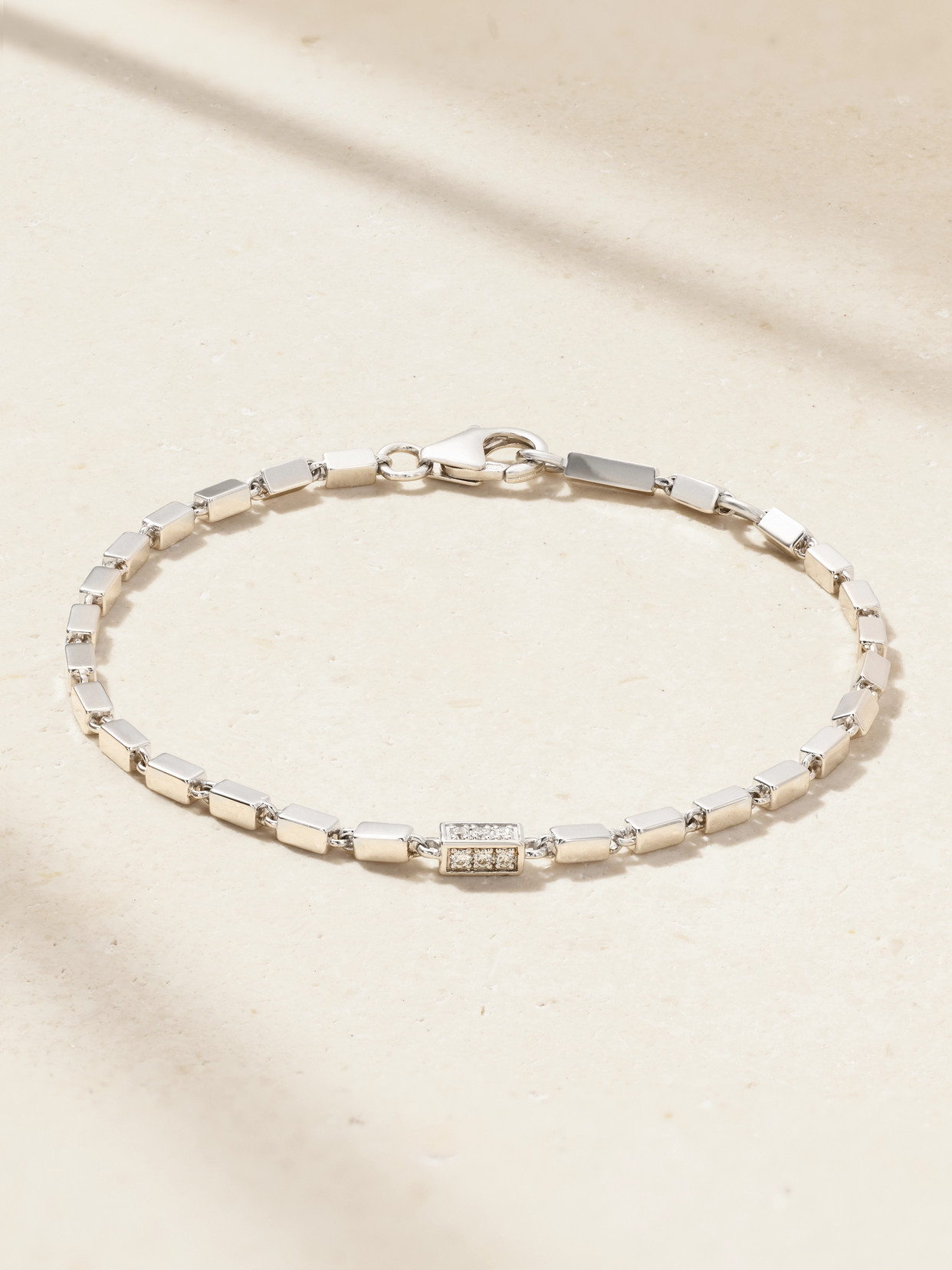Suzanne Kalan Block Chain 18-karat White Gold Diamond Bracelet In Silver