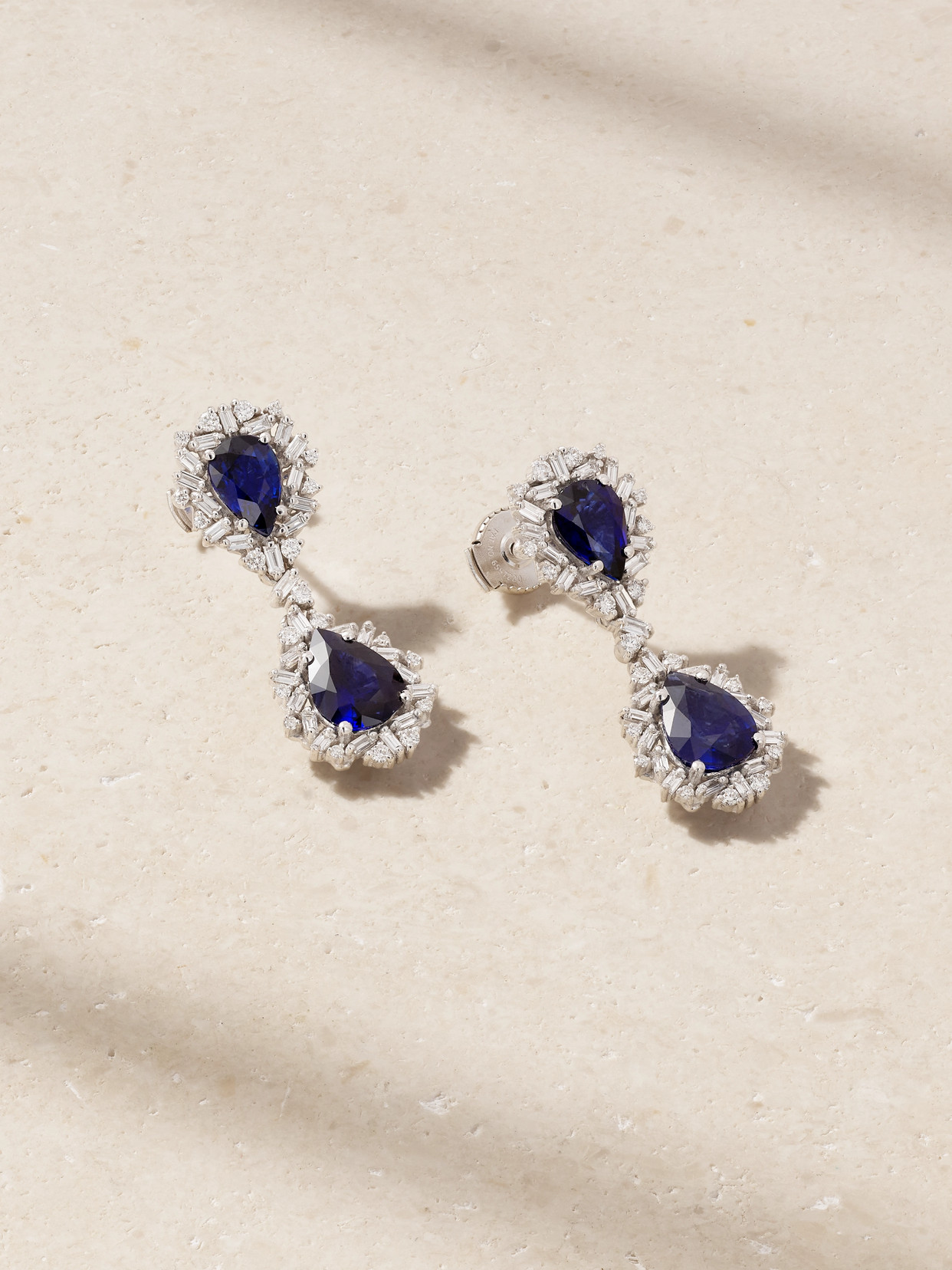Suzanne Kalan - 18-karat White Gold Sapphire And Diamond Earrings - Black