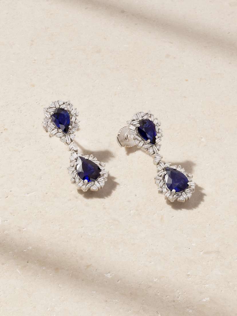 Suzanne Kalan 18-karat White Gold Sapphire And Diamond Earrings