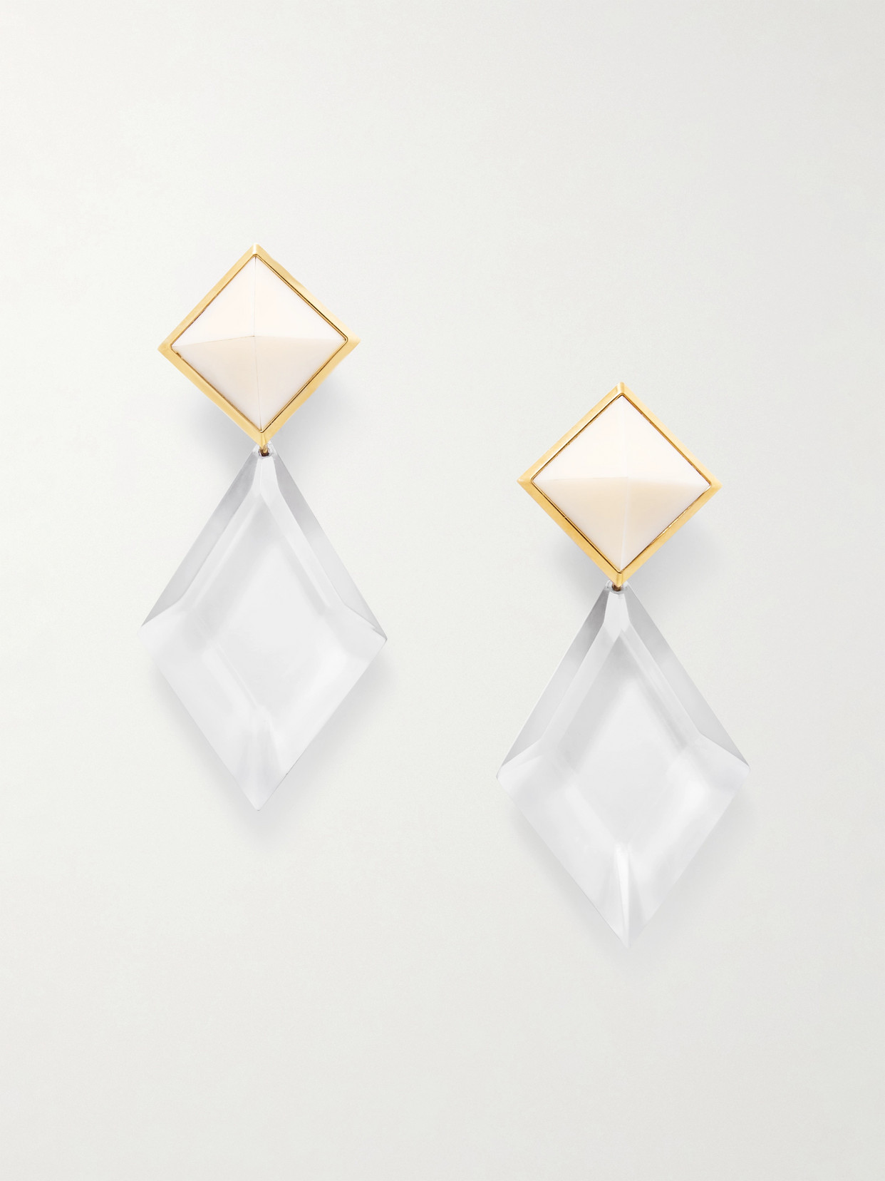Saint Laurent Gold-tone Resin Clip Earrings In Metallic