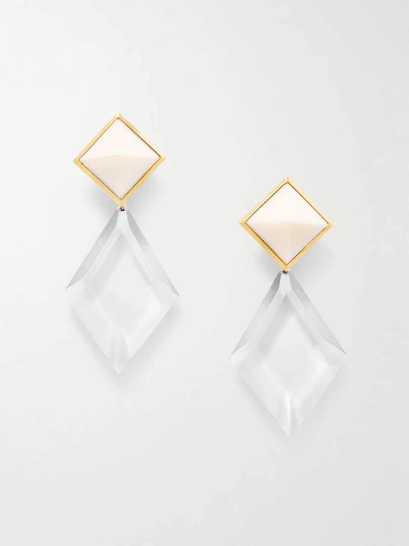 Saint Laurent Gold-tone Resin Clip Earrings