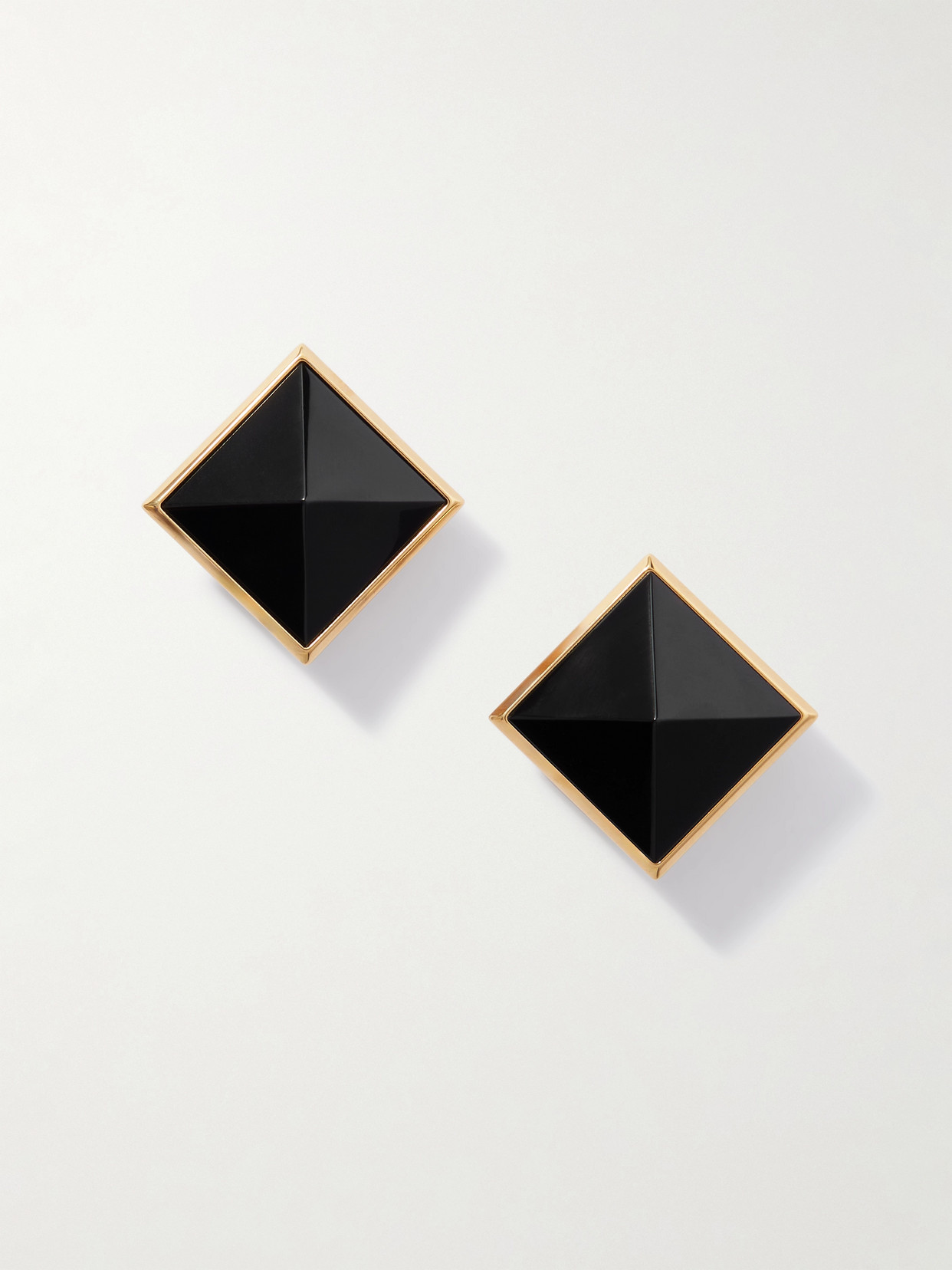 Saint Laurent Gold-tone Resin Clip Earrings In Black