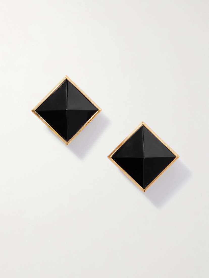 Saint Laurent Gold-tone Resin Clip Earrings