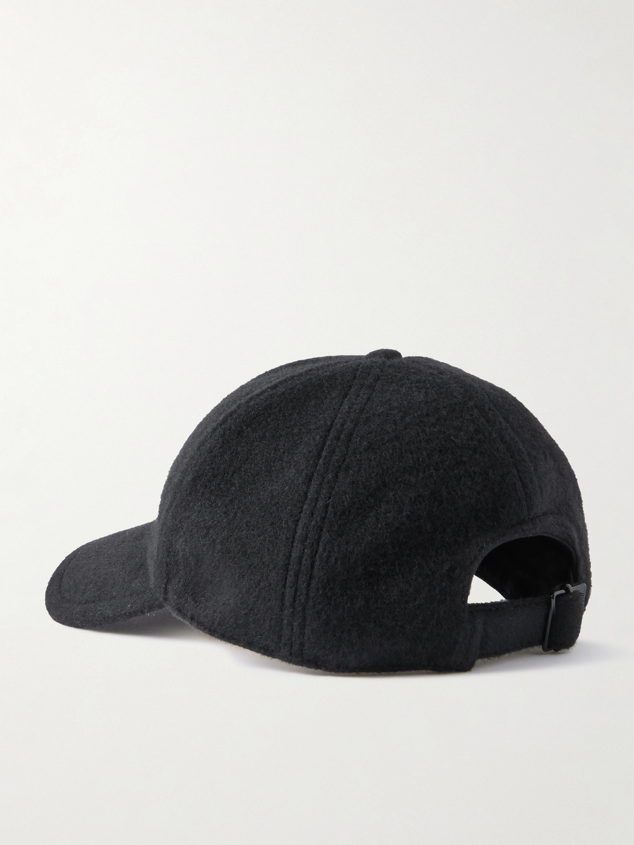 Saint Laurent Embroidered Brushed-cashmere Baseball Cap In Black