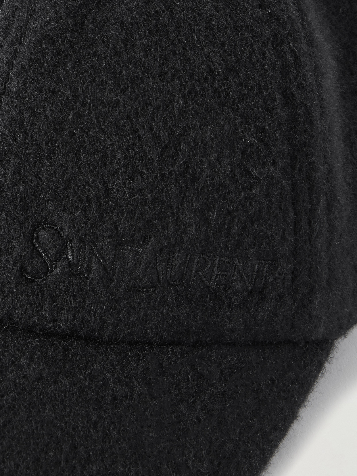 Saint Laurent Embroidered Brushed-cashmere Baseball Cap In Black