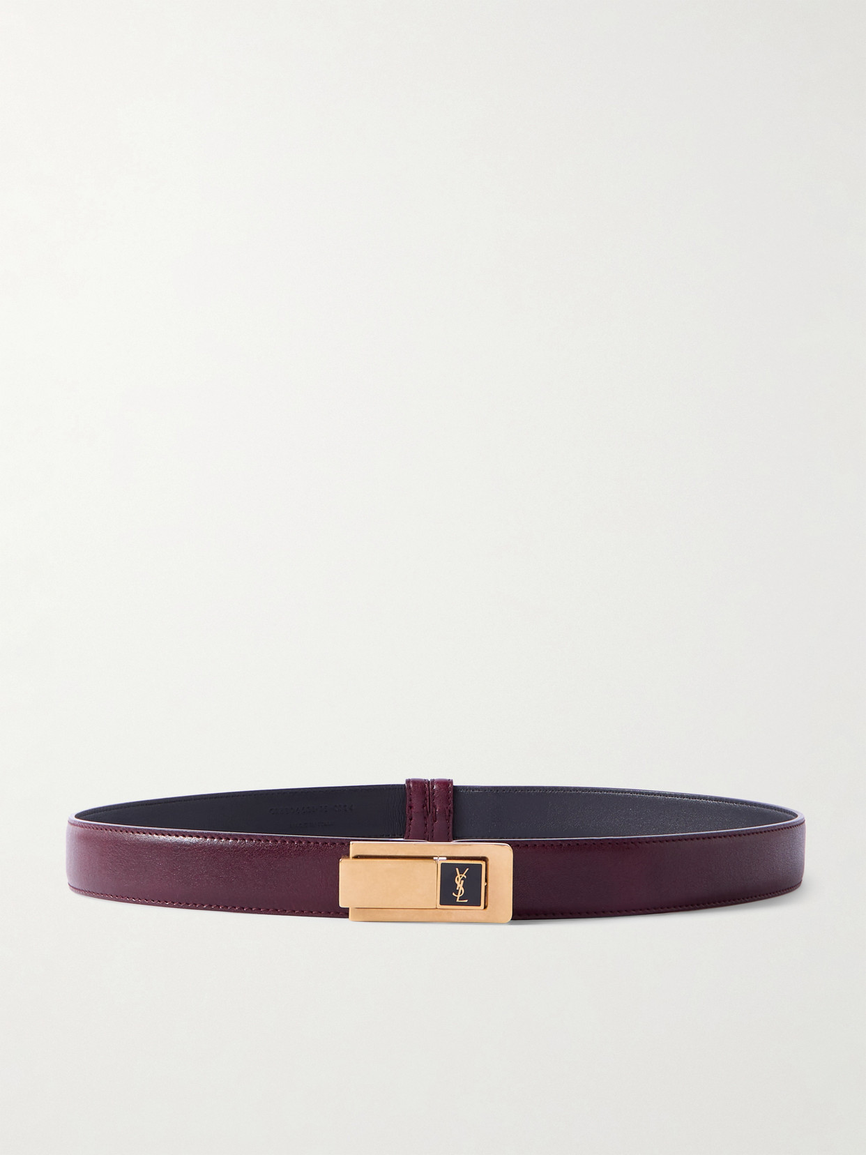 SAINT LAURENT - Cassandre Leather Belt - Burgundy