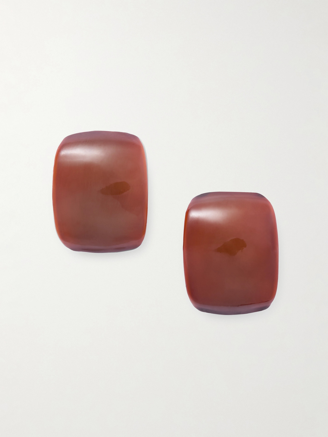 Saint Laurent Blossom Gold-tone Resin Clip Earrings In Brown