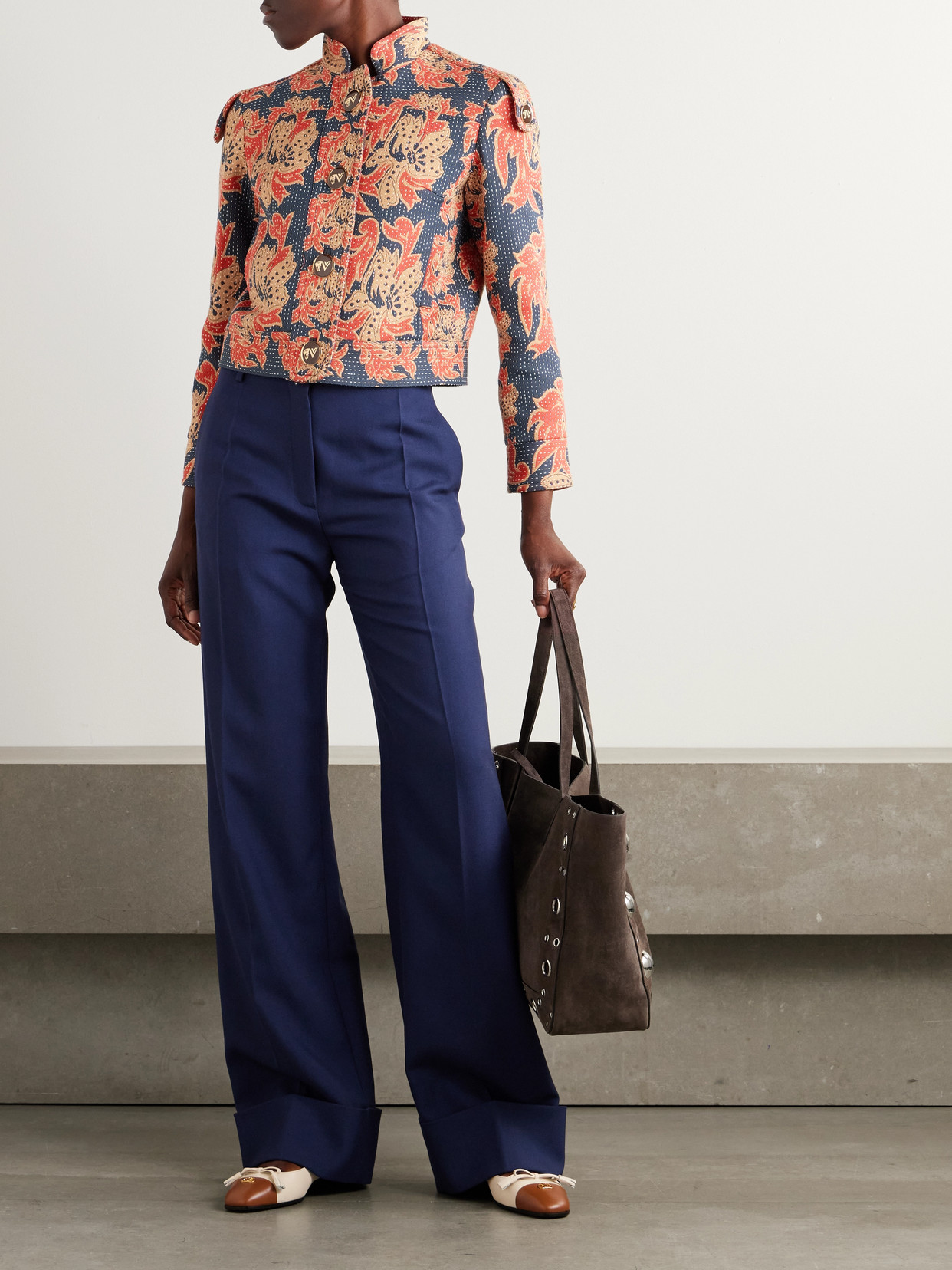 Valentino Quilted Floral Cotton-blend Jacquard Caban Jacket In Multi