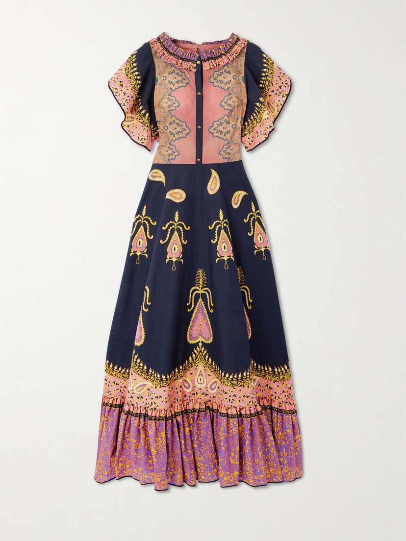 Valentino Garavani Ruched Tiered Paisley-print Cotton-muslin Midi Dress - Women's Clothing
