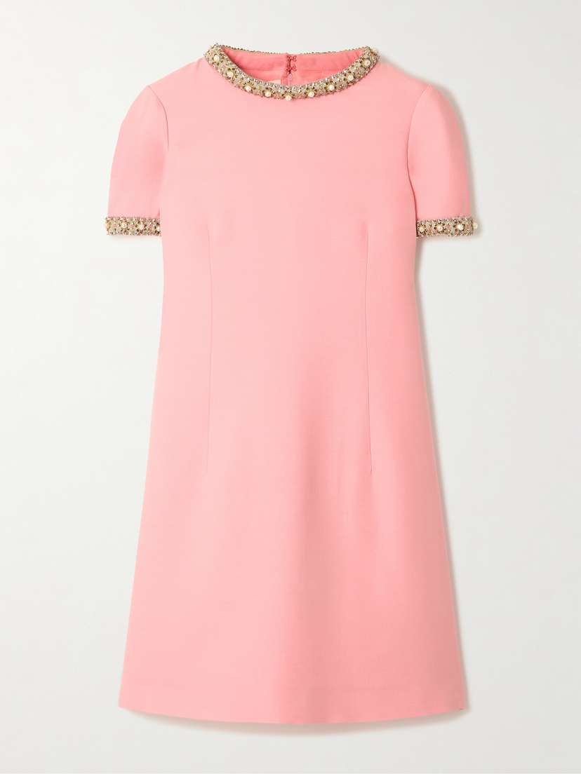 Valentino Garavani Embellished Wool And Silk-blend Crepe Mini Dress