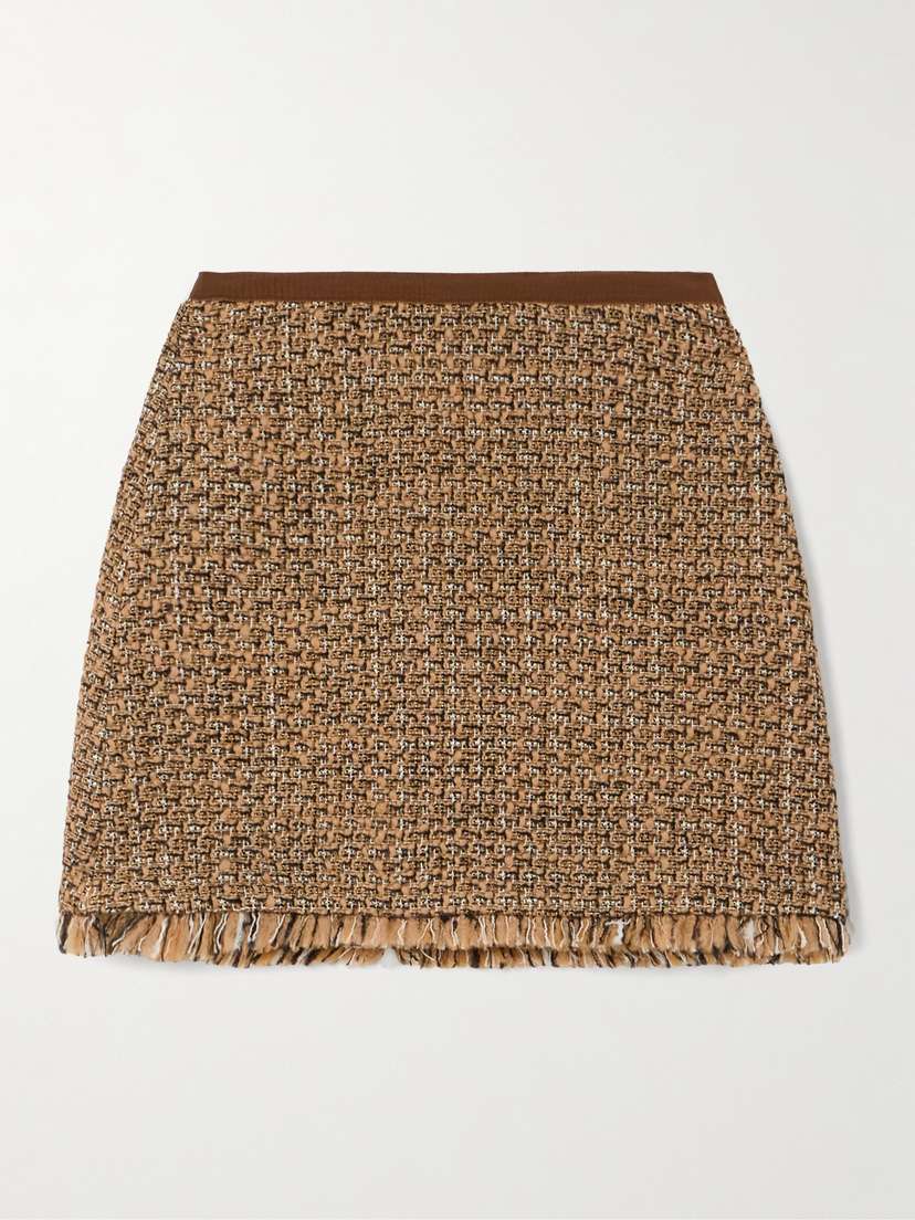 Valentino Garavani Frayed Wool-blend Tweed Mini Skirt
