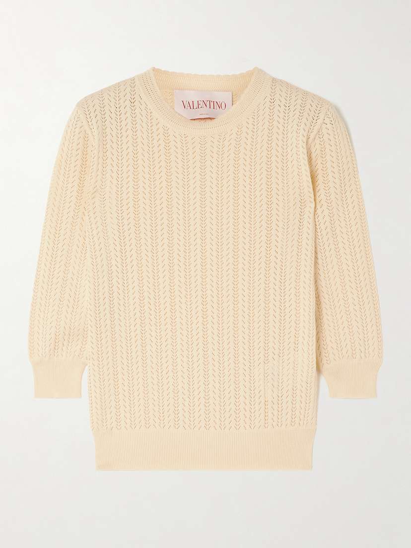 Valentino Garavani Pointelle-knit Cotton Sweater