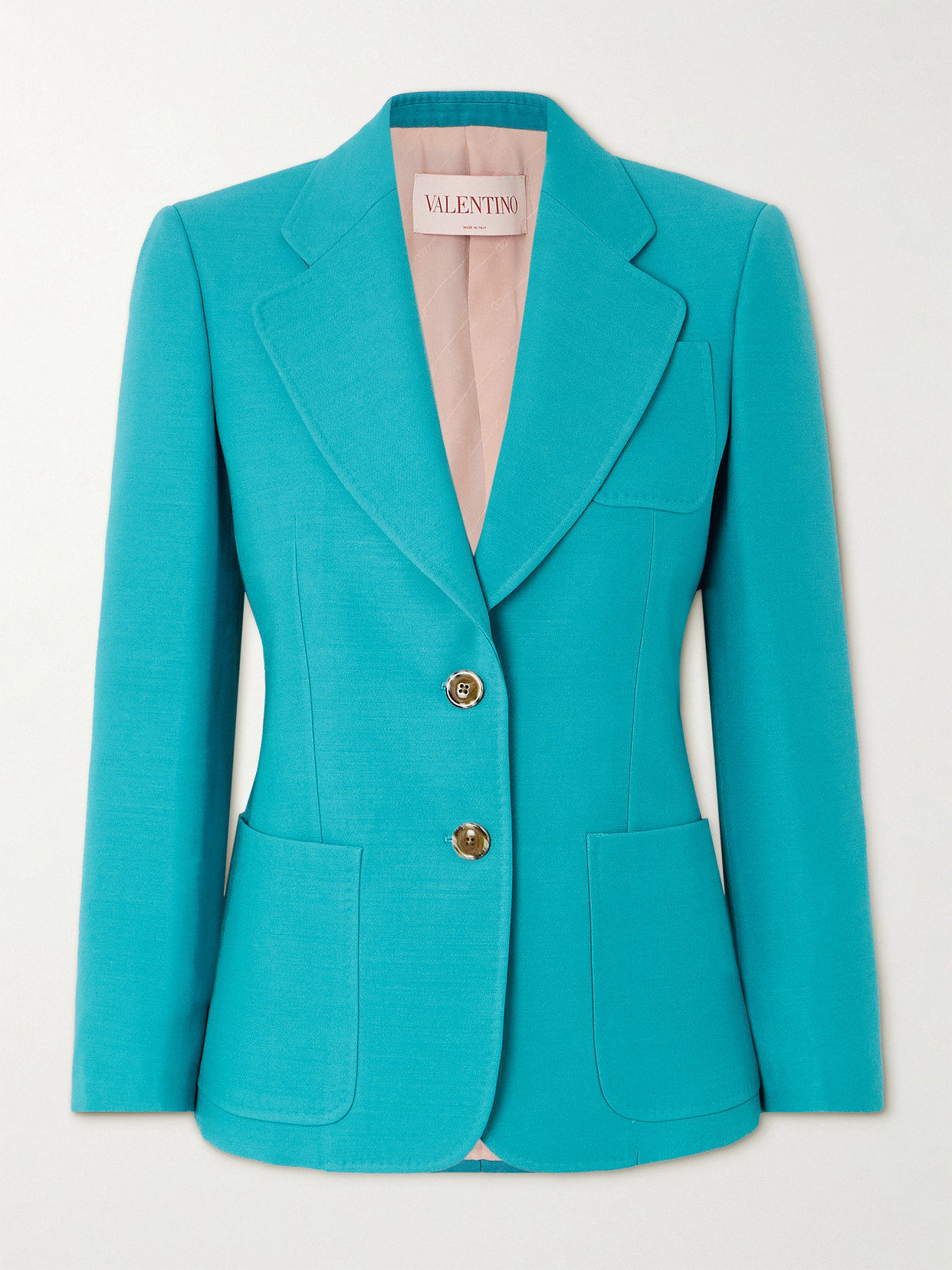 Valentino Wool And Silk-blend Crepe Blazer In Blue