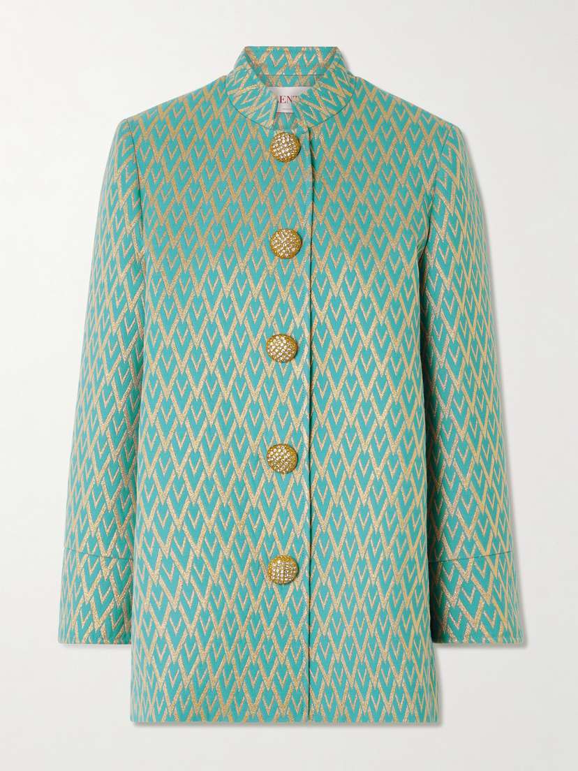 Valentino Garavani — Crystal-embellished metallic wool-blend jacquard jacket
