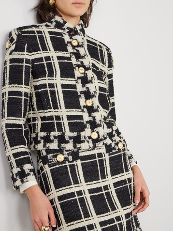 Valentino Garavani Cropped checked wool-blend tweed jacket