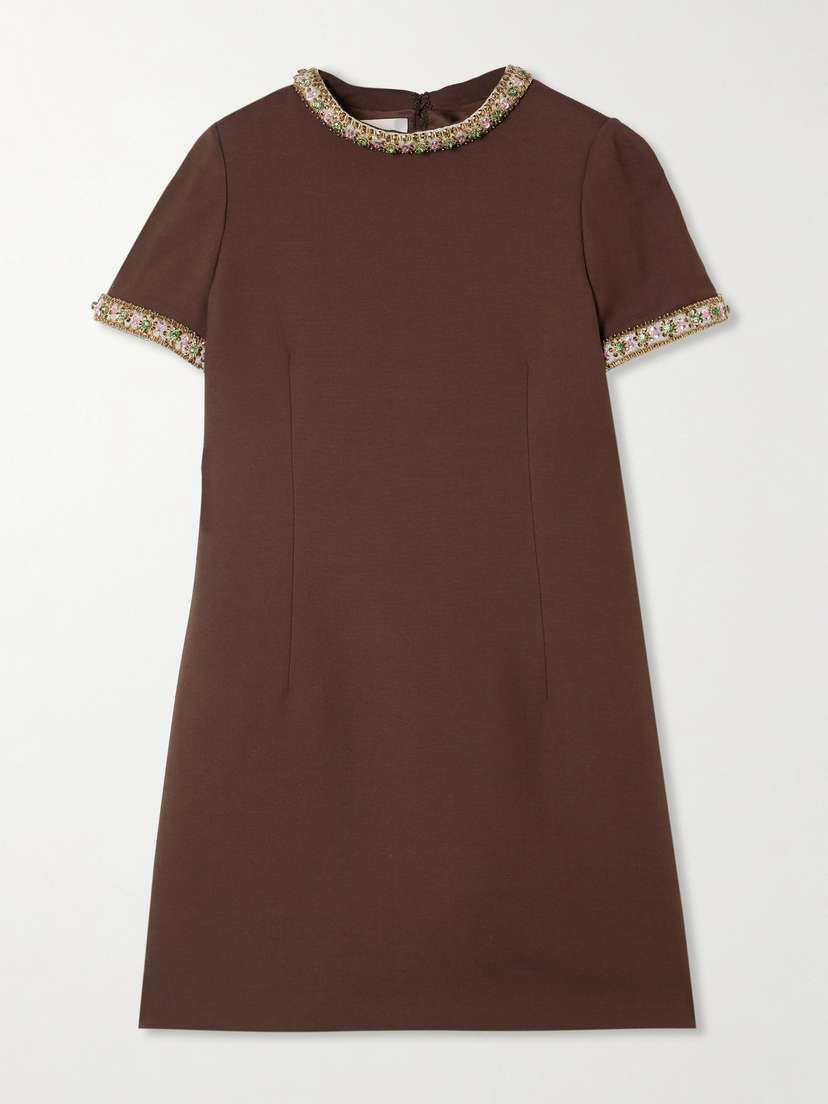 Valentino Garavani Embellished Wool And Silk-blend Mini Dress