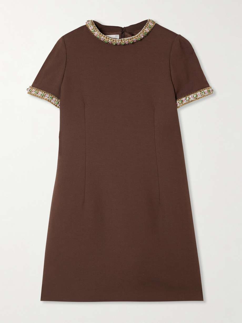 embellished wool and silk-blend mini dress