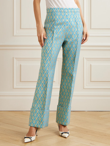 Valentino Garavani Metallic wool-blend jacquard wide-leg pants