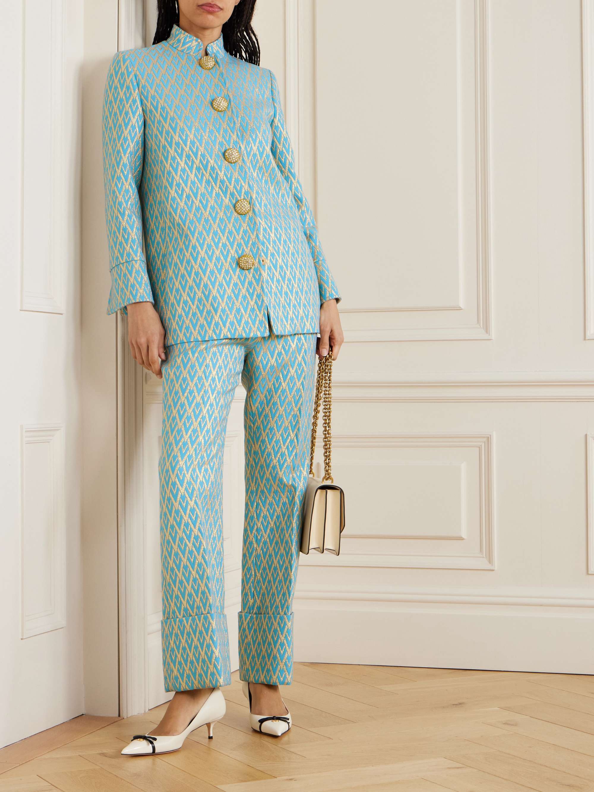 VALENTINO GARAVANI Metallic wool-blend jacquard wide-leg