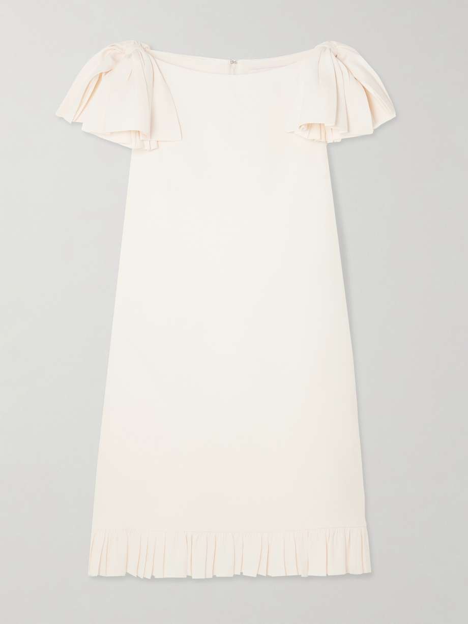 ruffled wool and silk-blend crepe mini dress