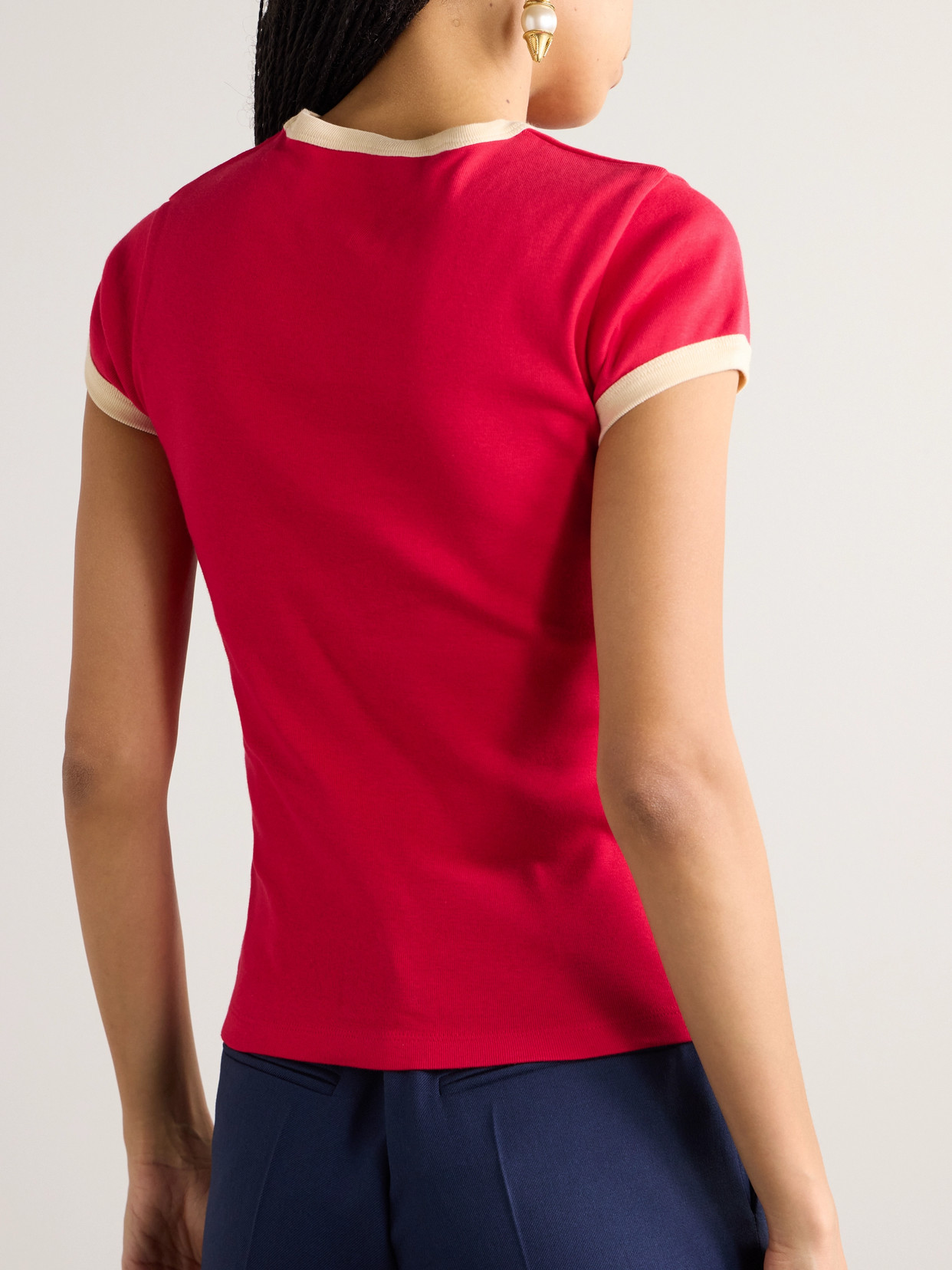 Shop Valentino Printed Cotton-jersey T-shirt In Red
