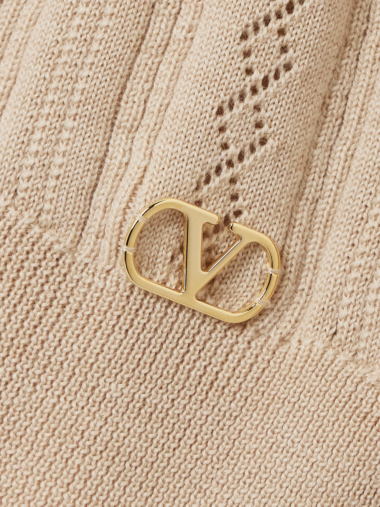 Valentino Pointelle-knit Wool Sweater In Neutrals