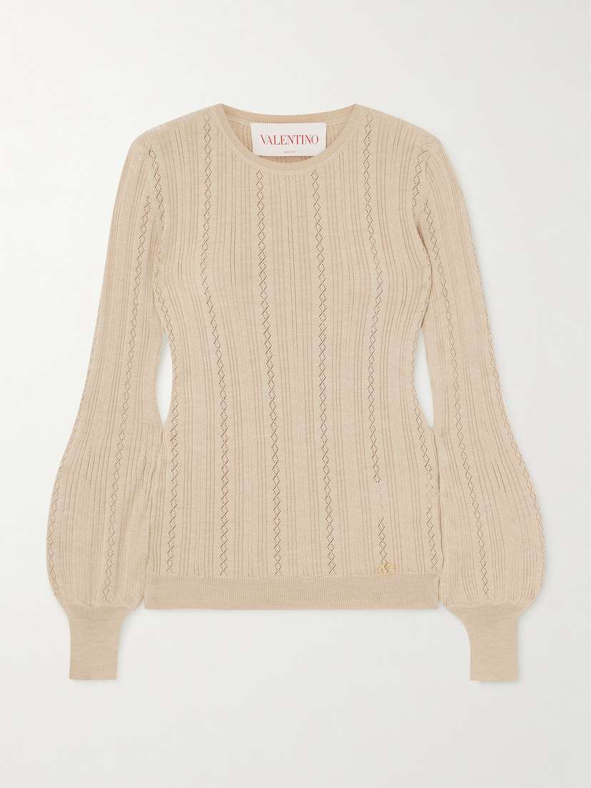 Valentino Garavani Pointelle-knit Wool Sweater
