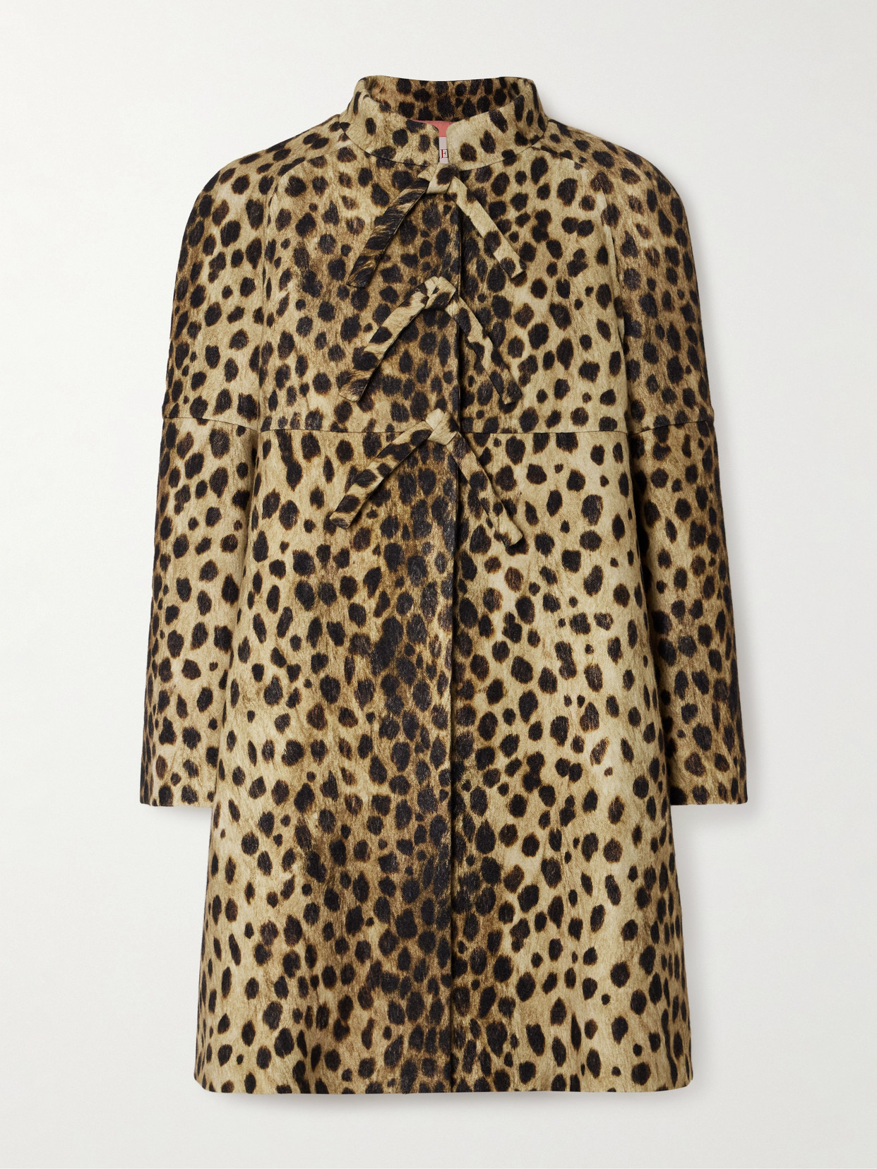 Valentino Bow-detailed Jaguar-print Wool-felt Coat In Animal Print