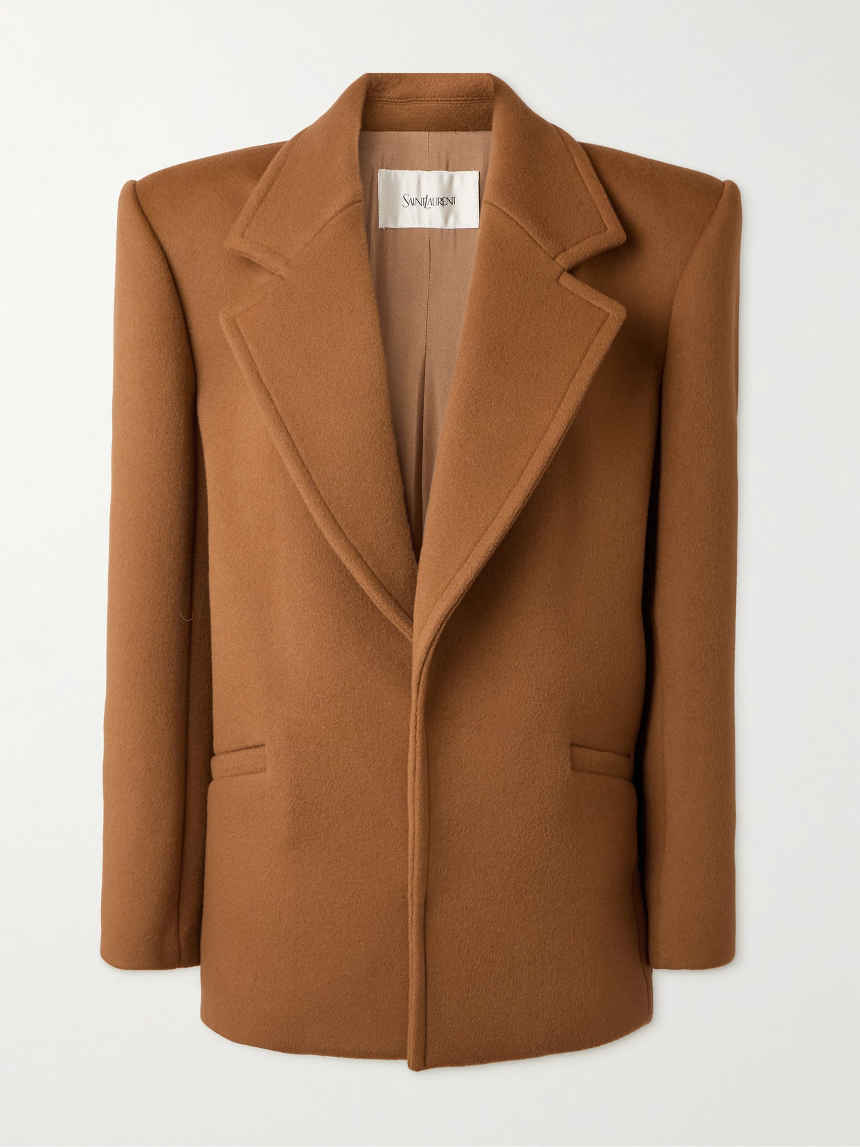 Saint Laurent Oversized Wool Blazer In Brown