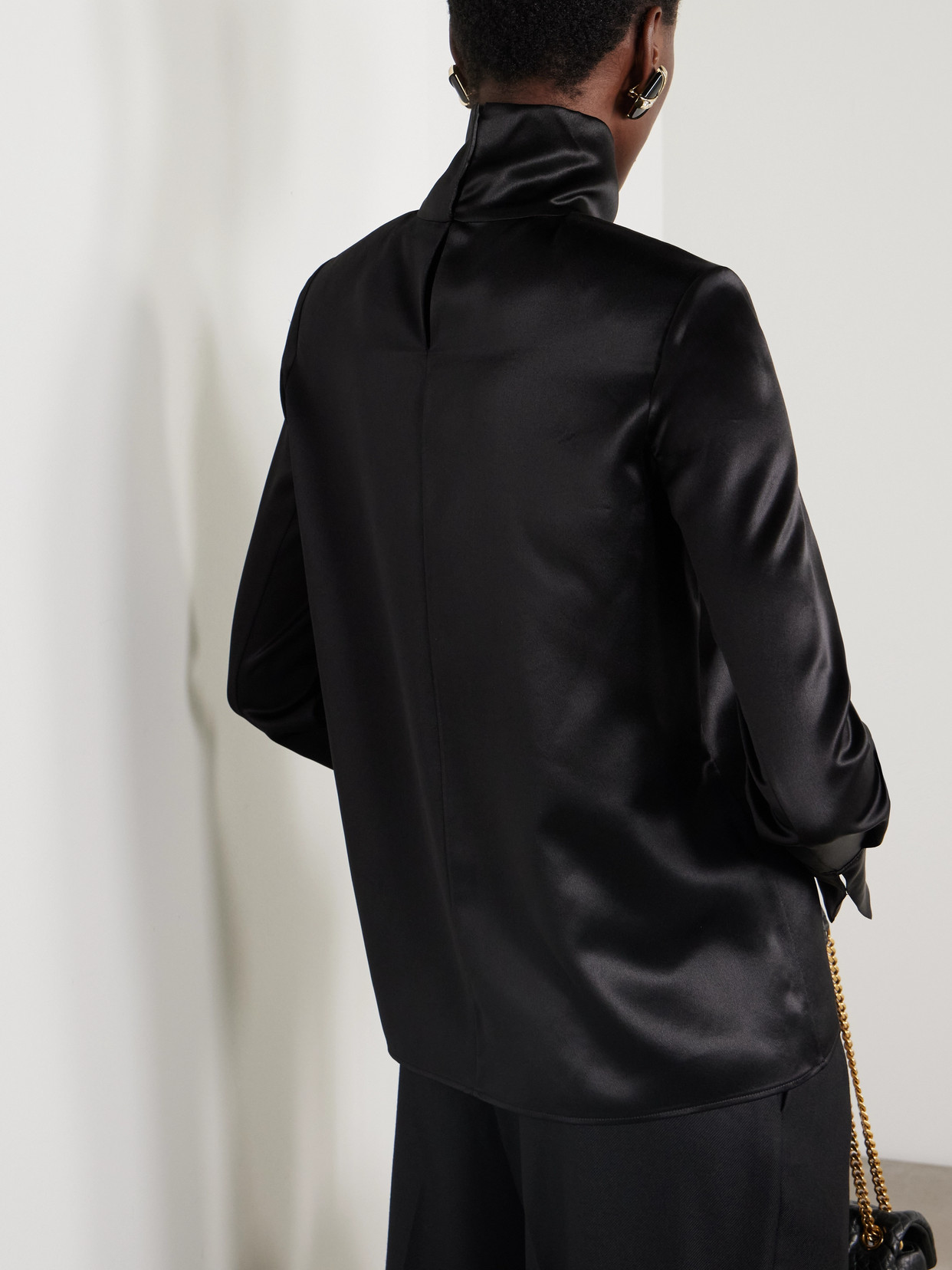 Saint Laurent Silk Satin Blouse In Black