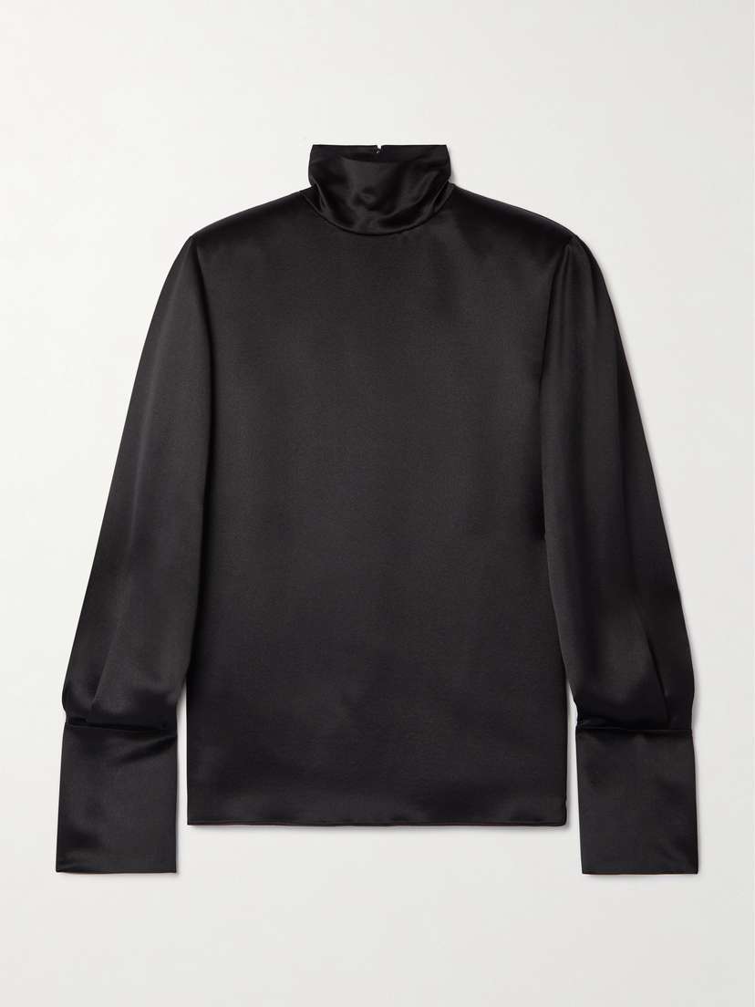 Saint Laurent Silk-satin Turtleneck Blouse