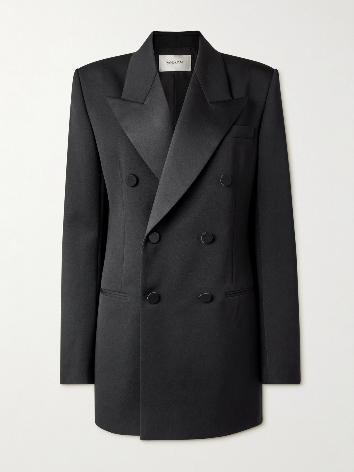 Saint Laurent Double-breasted Blazer Dress In Black
