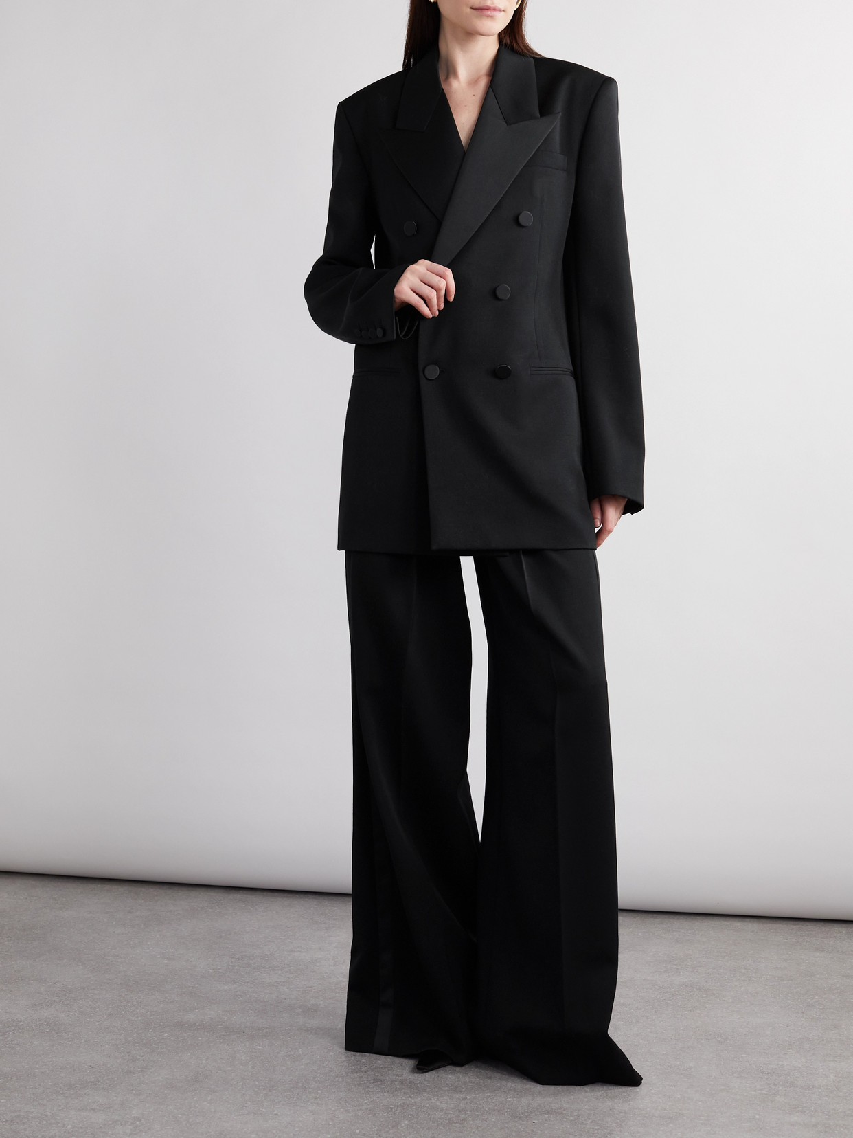 Saint Laurent Double-breasted Blazer Dress In Black