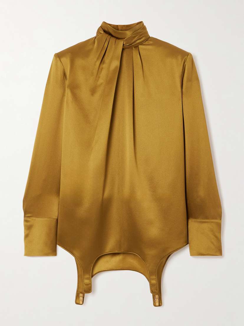 Saint Laurent Twisted Silk-satin Turtleneck Mini Dress