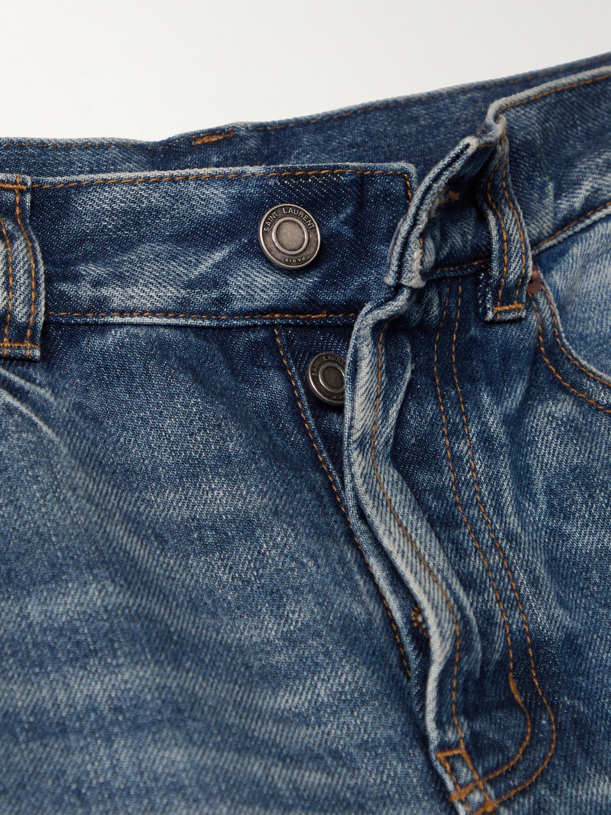 Saint Laurent High-rise Slim-leg Jeans In Blue