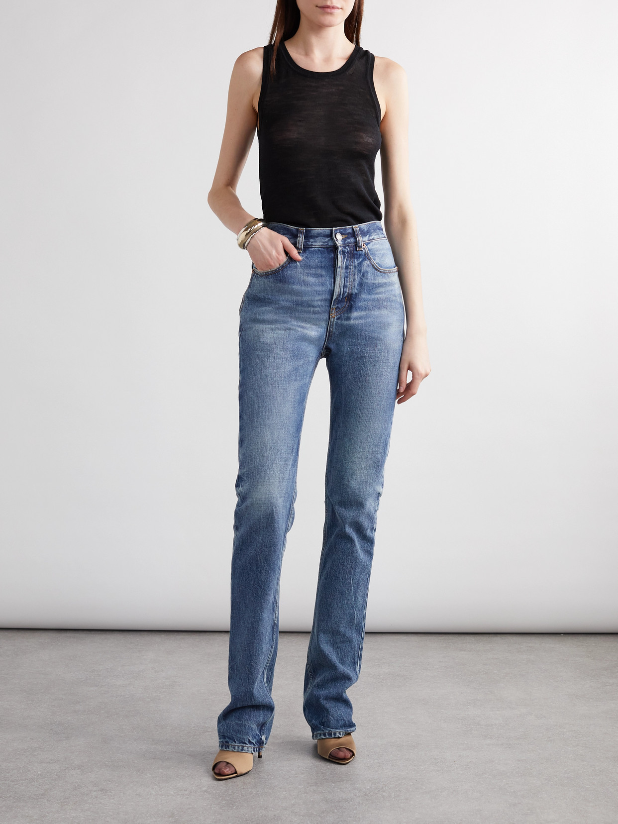 Saint Laurent High-rise Slim-leg Jeans In Blue