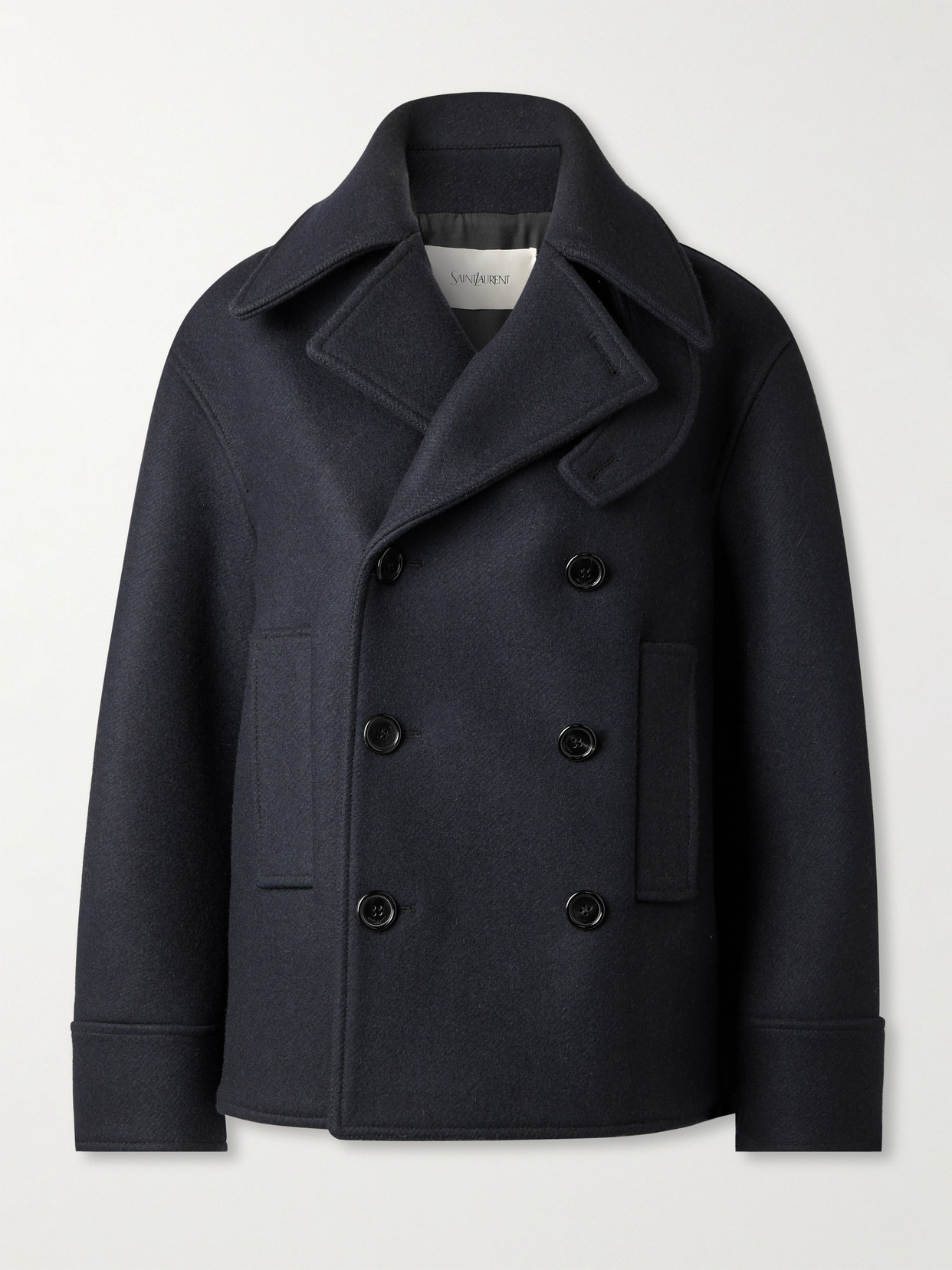 Saint Laurent Oversized Double-breasted Wool-twill Coat In Blue