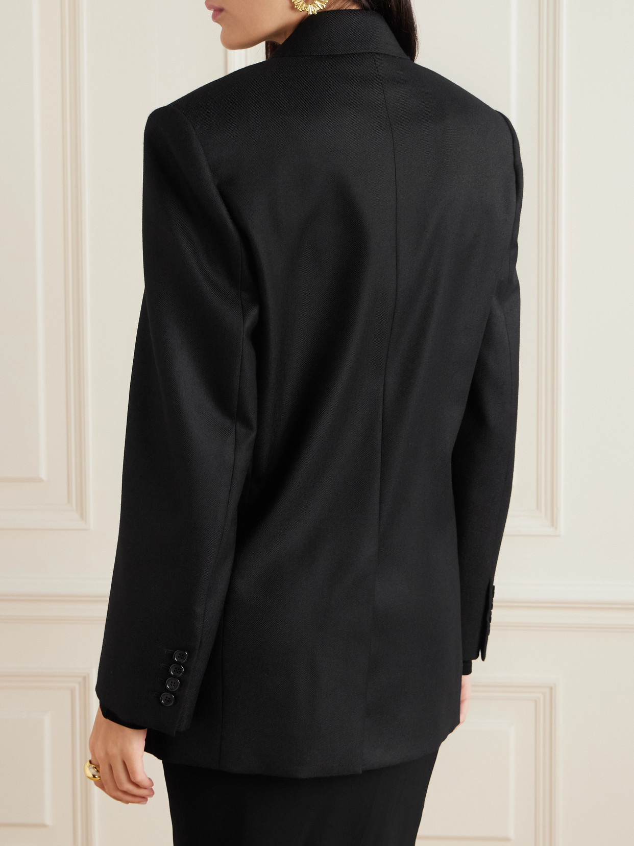 Saint Laurent Double-breasted Cashmere-twill Blazer In Black