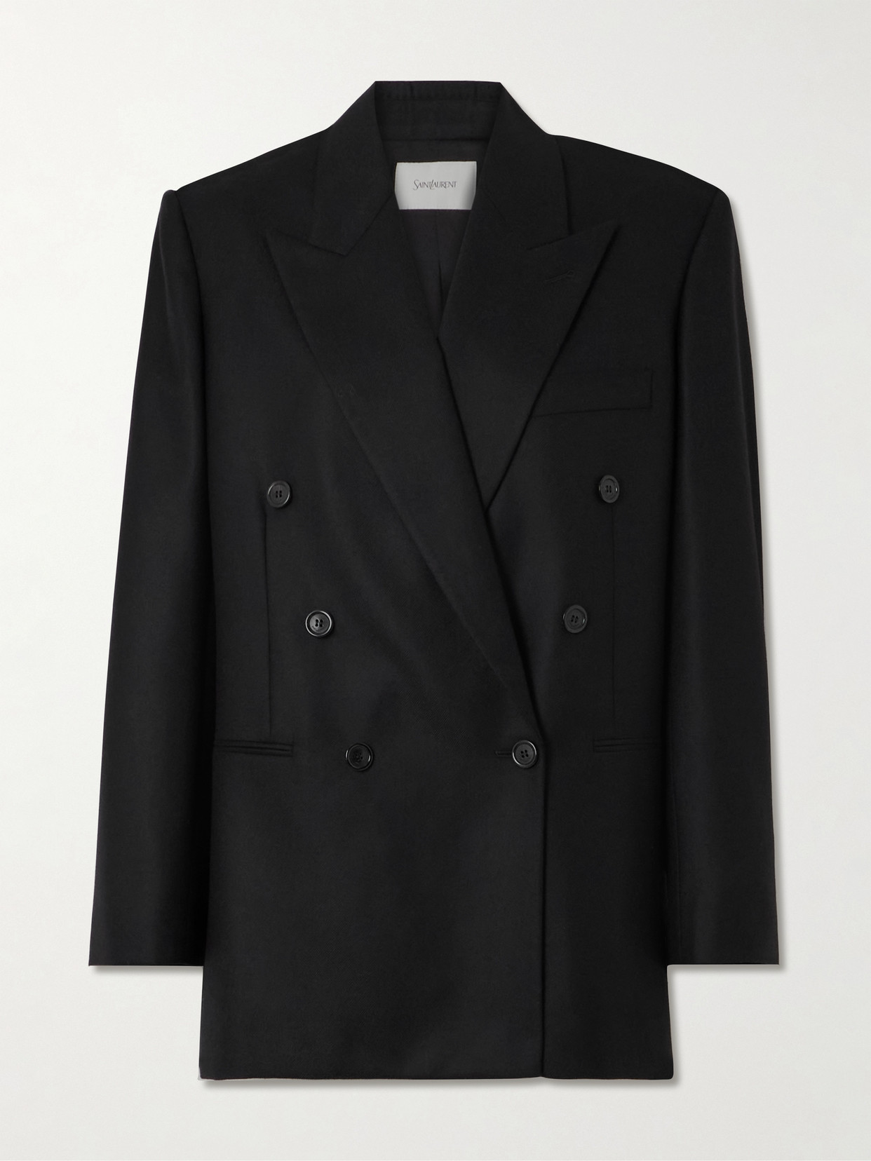 Saint Laurent Double-breasted Cashmere-twill Blazer In Black