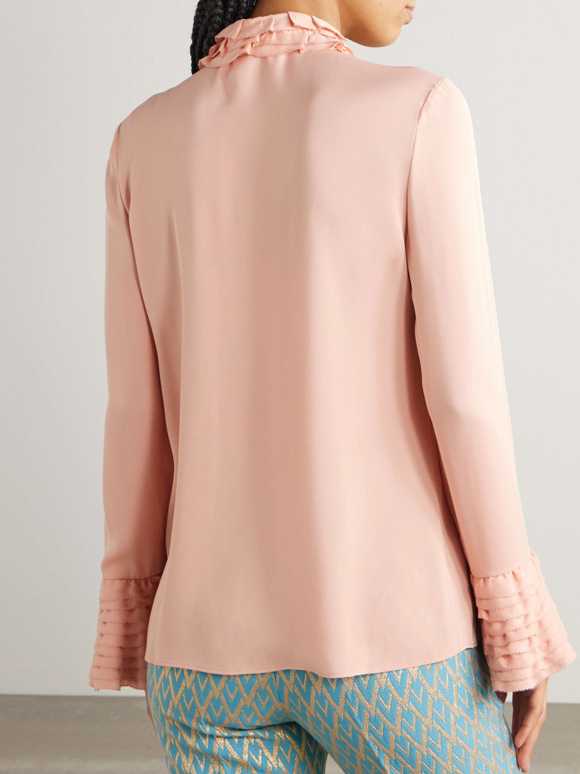 新作からSALEアイテム等お得な商品満載 silk-georgette Ruffled GARAVANI VALENTINO shirt NET-A-PORTER | ノーカラージャケット
