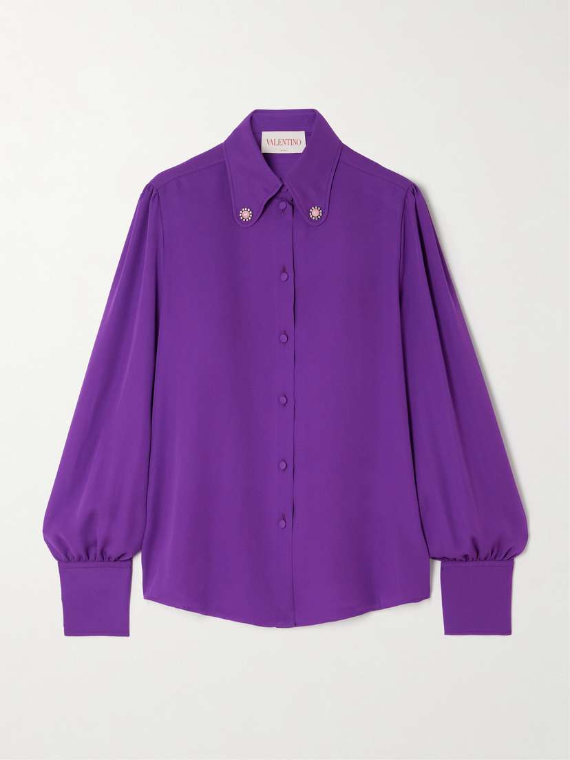 Valentino Garavani Embellished Silk-georgette Shirt