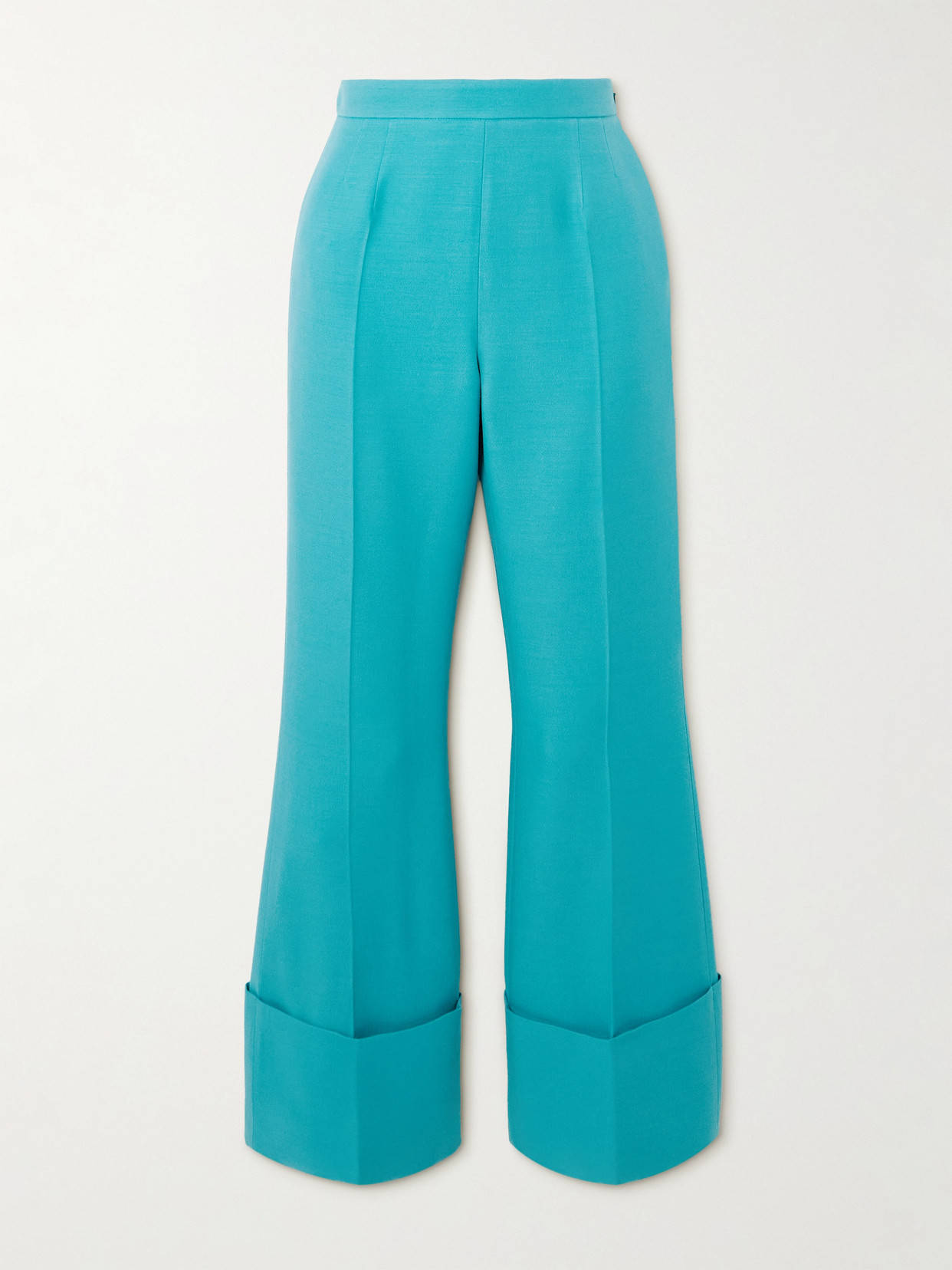 Valentino Women's Wide Camal Turquoise Cropped Pants In Blue